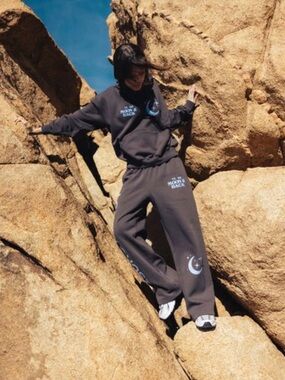 LONELY GHOST Graphic Wide-Leg Joggers TO THE MOON AND BACK BAGGY NWT